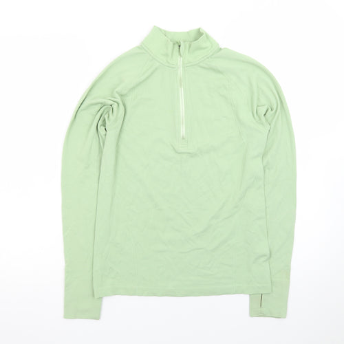 H&M Sport Women Green Slim Fit 1/2 Zip Activewear Jacket Size S