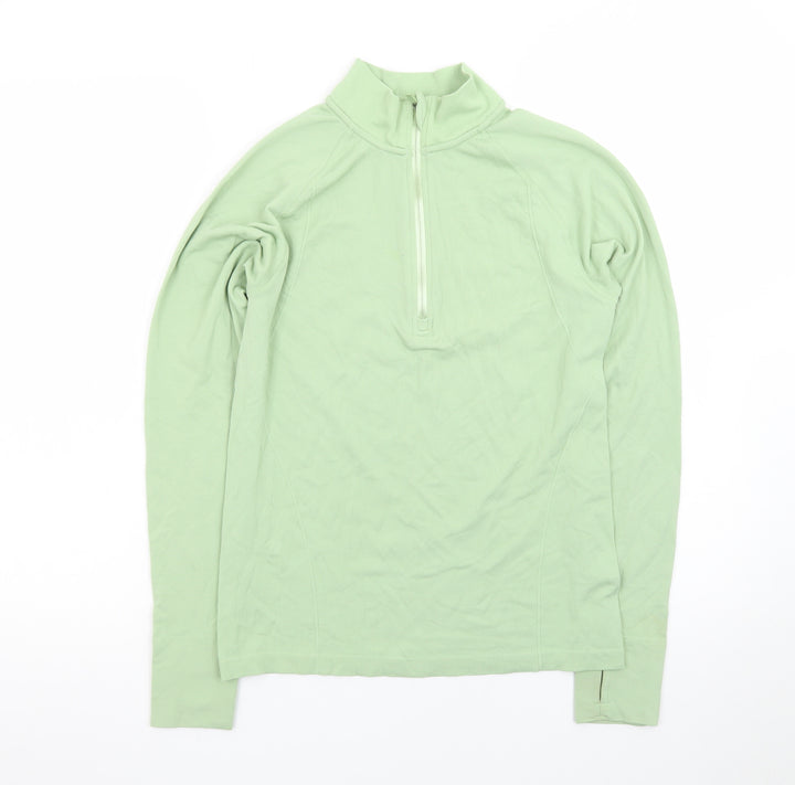 H&M Sport Women Green Slim Fit 1/2 Zip Activewear Jacket Size S