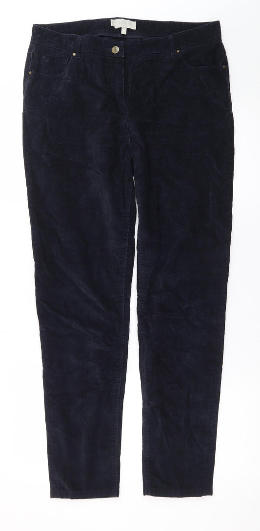 Hobbs Women Blue Corduroy Straight Leg Trousers Size 12