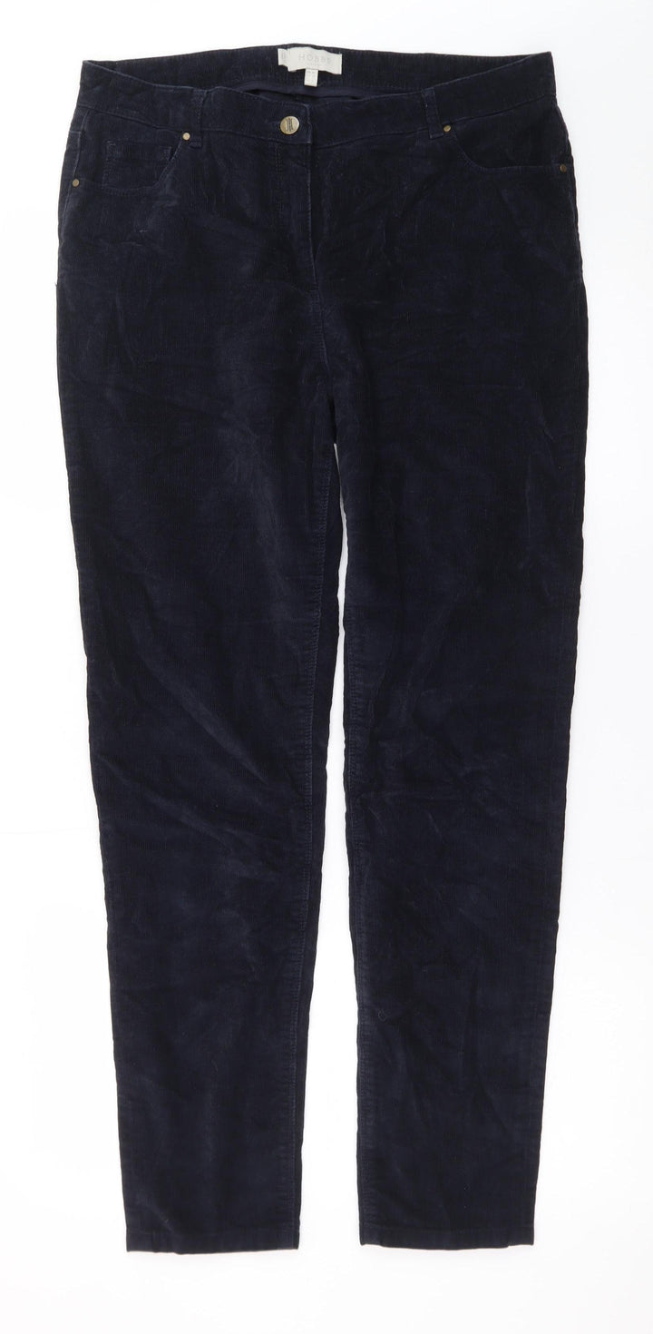 Hobbs Women Blue Corduroy Straight Leg Trousers Size 12