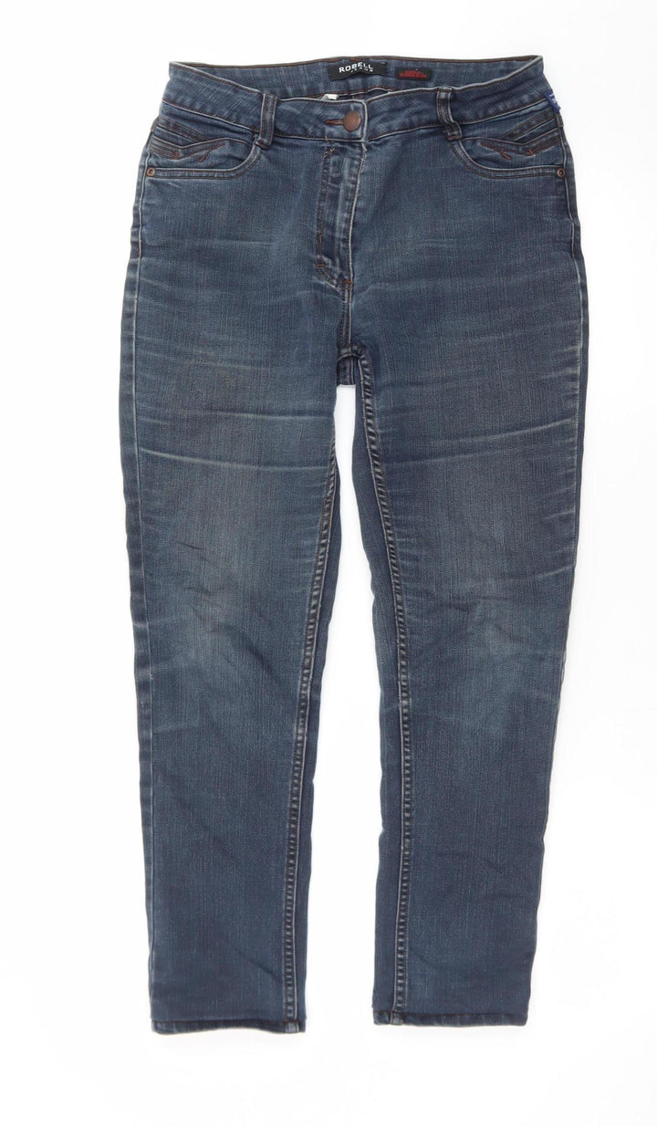 Robell Womens Blue Straight Leg Stretch Denim Jeans Size 38 Regular