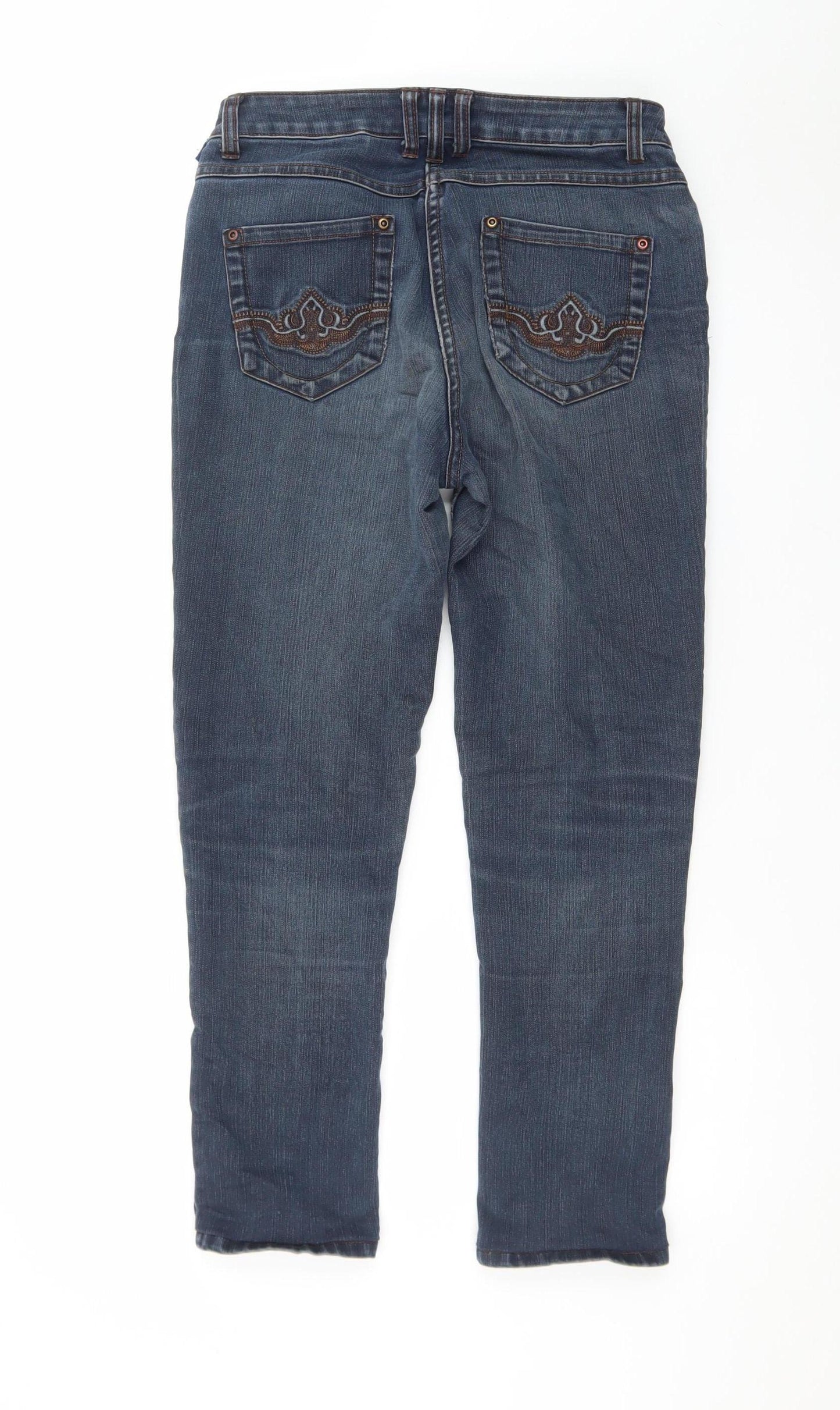 Robell Womens Blue Straight Leg Stretch Denim Jeans Size 38 Regular