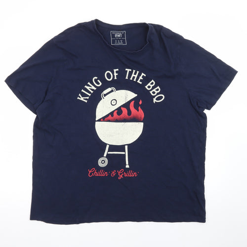 F&F Men’s Navy King of the BBQ Graphic T-Shirt 2XL Cotton Summer Top