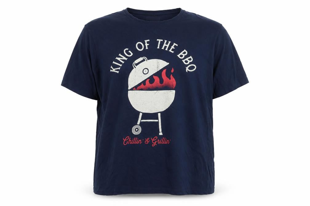 F&F Men’s Navy King of the BBQ Graphic T-Shirt 2XL Cotton Summer Top