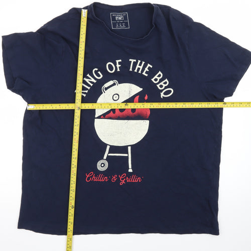 F&F Men’s Navy King of the BBQ Graphic T-Shirt 2XL Cotton Summer Top