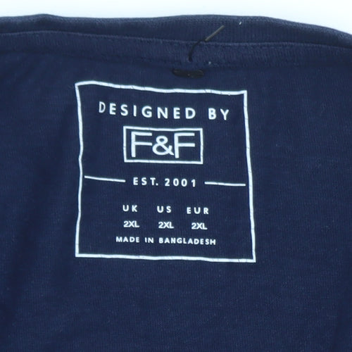 F&F Men’s Navy King of the BBQ Graphic T-Shirt 2XL Cotton Summer Top