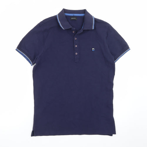 Diesel Men's Blue Slim Fit Cotton Polo Shirt Size M