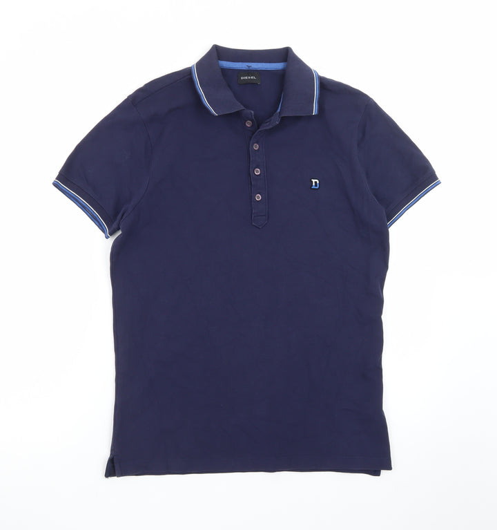 Diesel Men's Blue Slim Fit Cotton Polo Shirt Size M