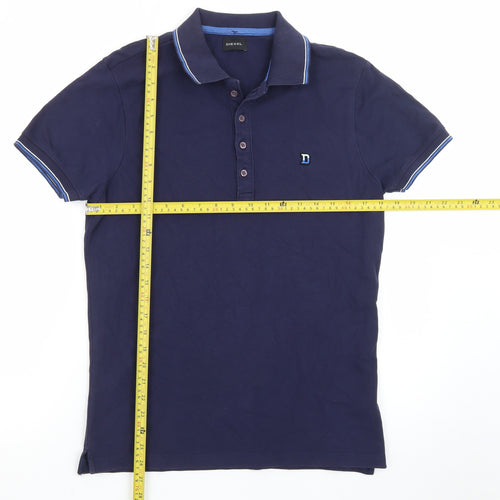 Diesel Men's Blue Slim Fit Cotton Polo Shirt Size M