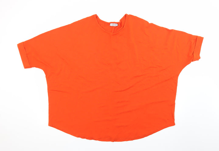 LIVE FOR THE WEEKEND Women's Orange Relaxed Fit Short Sleeve T-Shirt Size 22