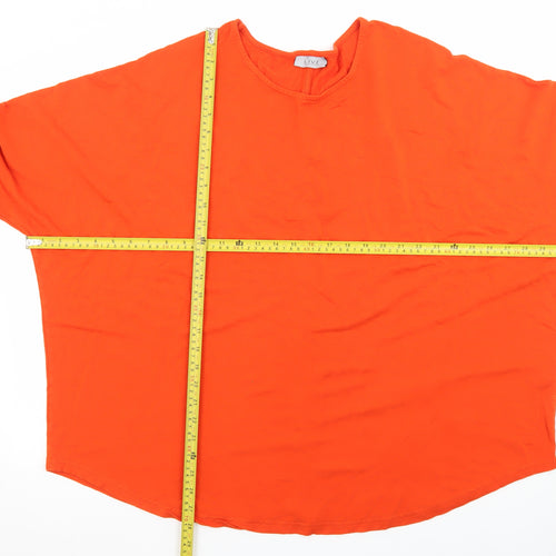 LIVE FOR THE WEEKEND Women's Orange Relaxed Fit Short Sleeve T-Shirt Size 22