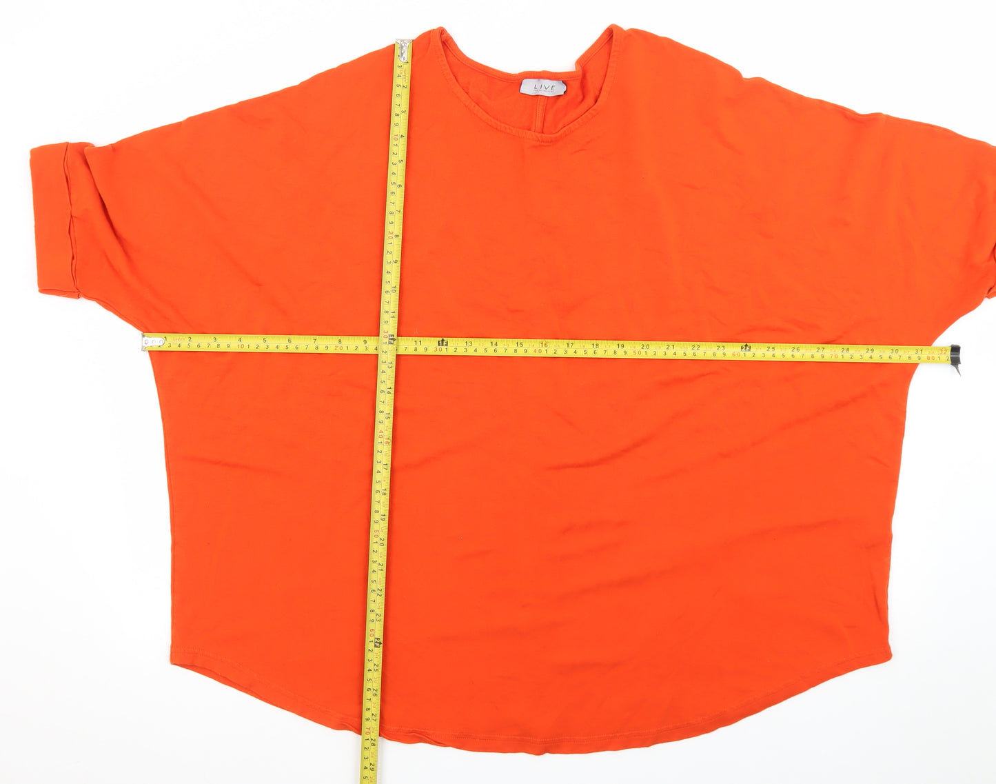 LIVE FOR THE WEEKEND Women's Orange Relaxed Fit Short Sleeve T-Shirt Size 22