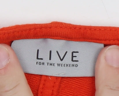 LIVE FOR THE WEEKEND Women's Orange Relaxed Fit Short Sleeve T-Shirt Size 22