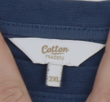 Cotton Traders Men's Steel Blue 2XL Crew Neck Short Sleeve T-Shirt