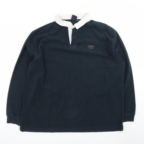 Cotton Traders Men’s Blue 2XL Collared Henley Sweatshirt