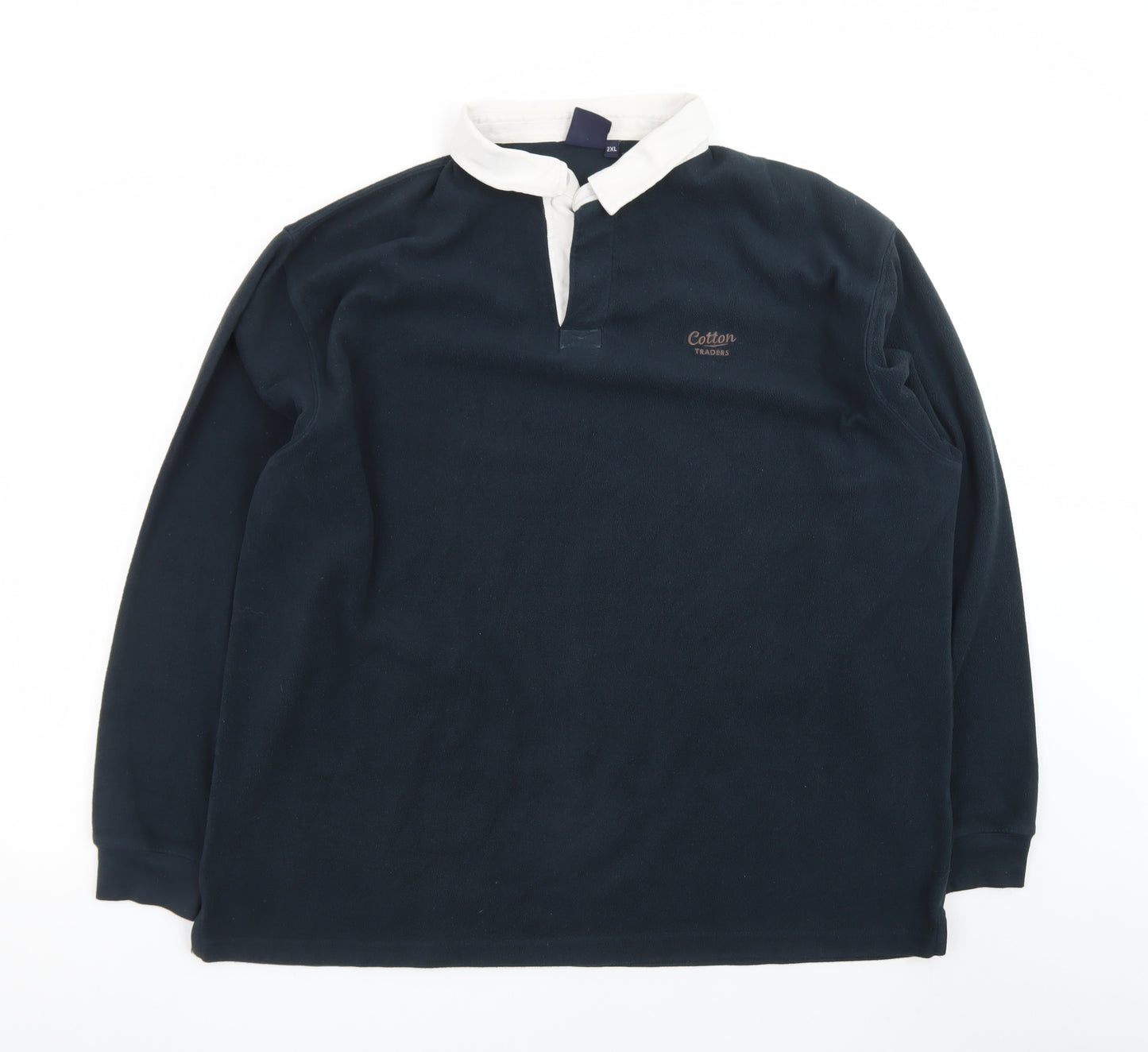 Cotton Traders Men’s Blue 2XL Collared Henley Sweatshirt