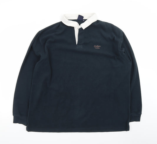Cotton Traders Men’s Blue 2XL Collared Henley Sweatshirt