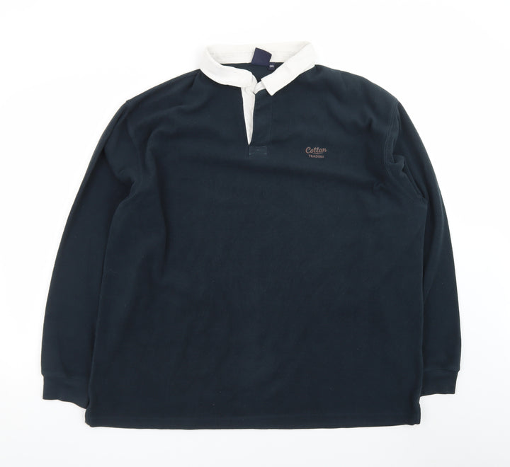 Cotton Traders Men’s Blue 2XL Collared Henley Sweatshirt