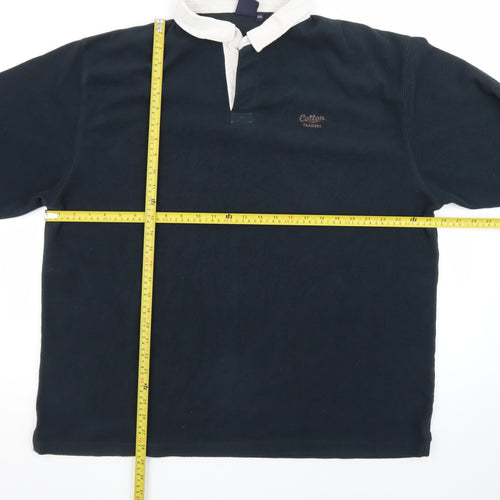 Cotton Traders Men’s Blue 2XL Collared Henley Sweatshirt