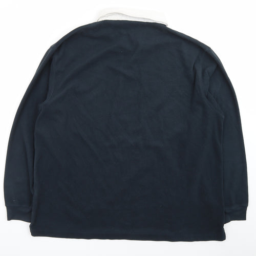 Cotton Traders Men’s Blue 2XL Collared Henley Sweatshirt