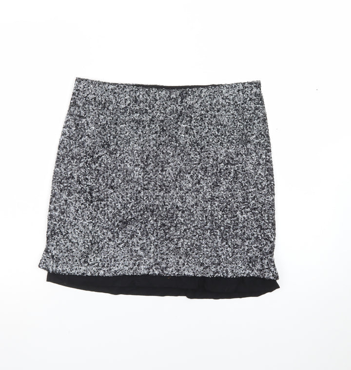 Sandwich Women Silver Sequin Short Pencil Skirt Size S
