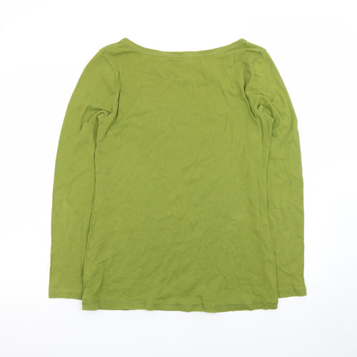 White Stuff Women’s Green Size 14 Long Sleeve Cotton T-Shirt