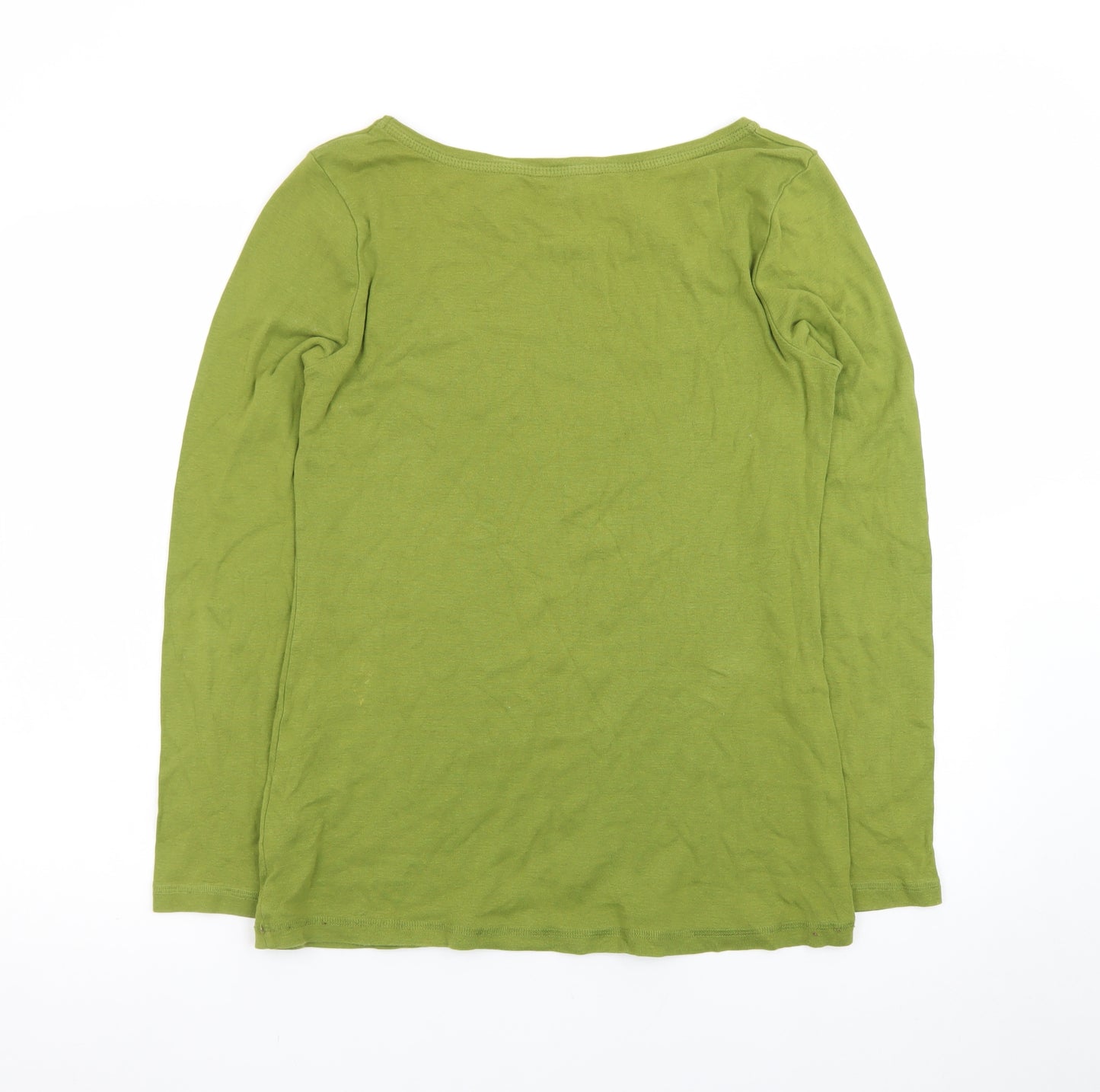 White Stuff Women’s Green Size 14 Long Sleeve Cotton T-Shirt