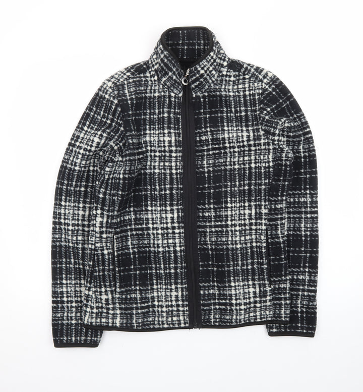 Eivissa Men's Black Check Fleece Jacket Size M Full Zip Casual