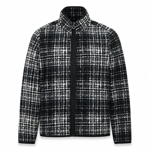 Eivissa Men's Black Check Fleece Jacket Size M Full Zip Casual