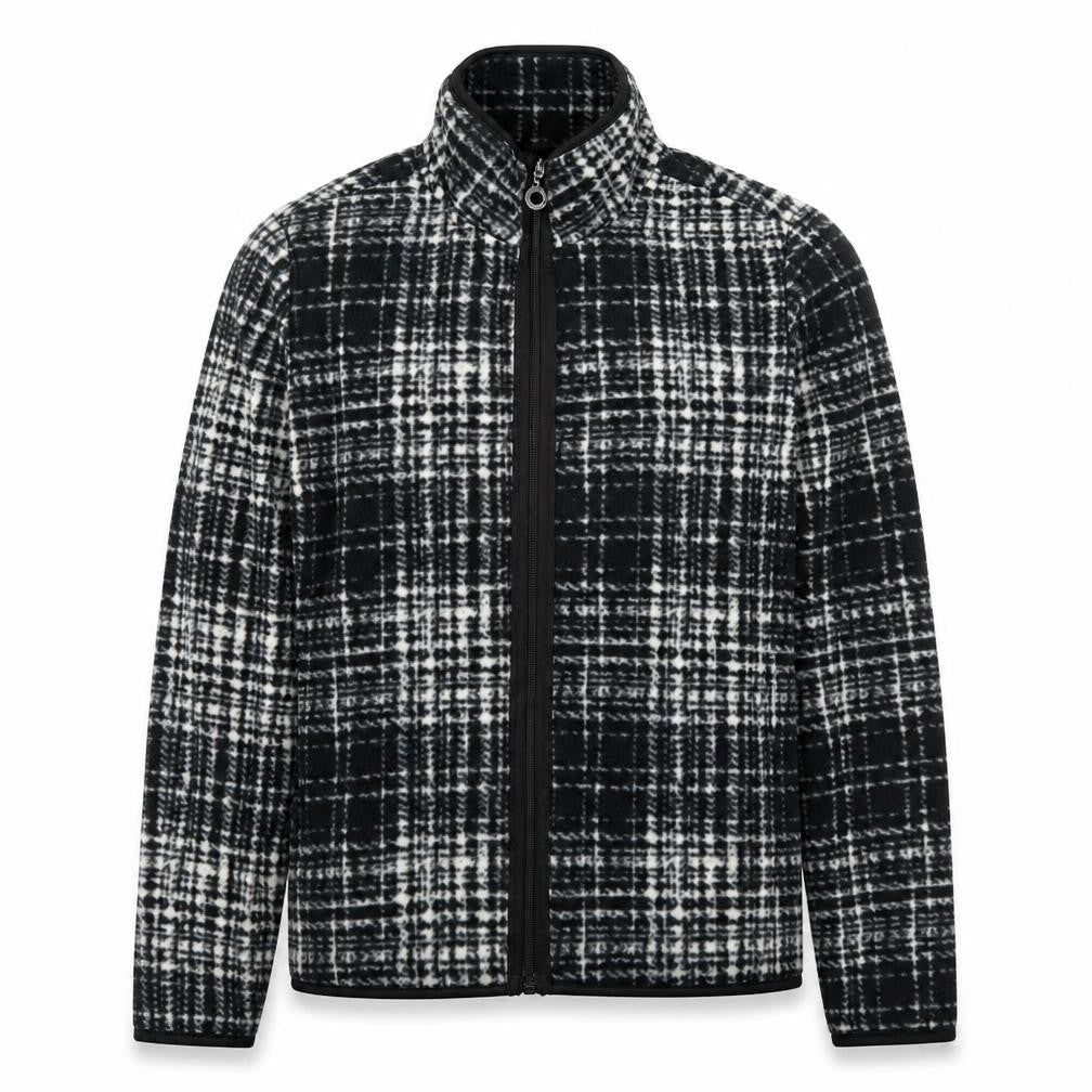 Eivissa Men's Black Check Fleece Jacket Size M Full Zip Casual