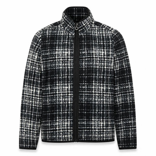 Eivissa Men's Black Check Fleece Jacket Size M Full Zip Casual