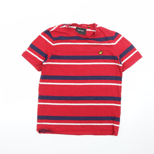 Lyle & Scott Men's Red Striped Cotton Crew Neck T-Shirt Size L