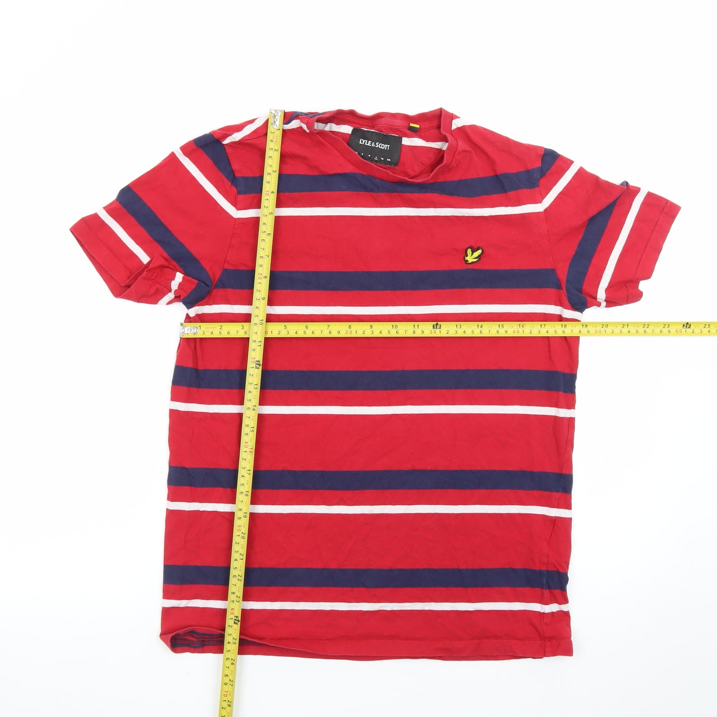 Lyle & Scott Men's Red Striped Cotton Crew Neck T-Shirt Size L