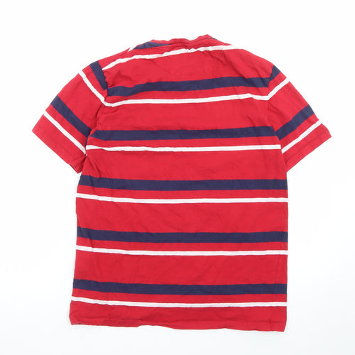 Lyle & Scott Men's Red Striped Cotton Crew Neck T-Shirt Size L