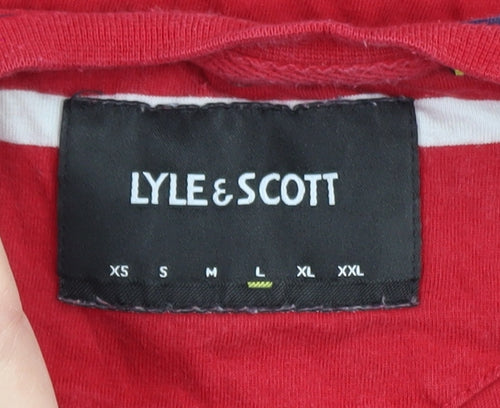 Lyle & Scott Men's Red Striped Cotton Crew Neck T-Shirt Size L