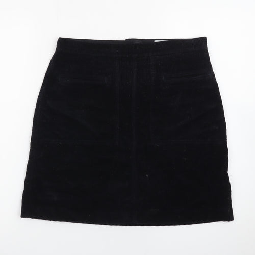 Jigsaw Women's Black Corduroy Pencil Skirt UK 10 Lined Classic