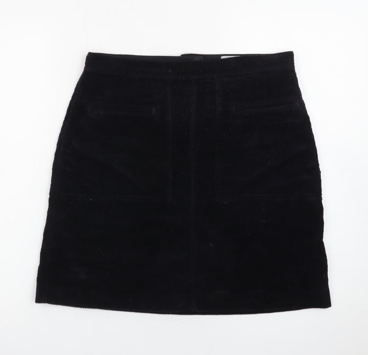 Jigsaw Women's Black Corduroy Pencil Skirt UK 10 Lined Classic