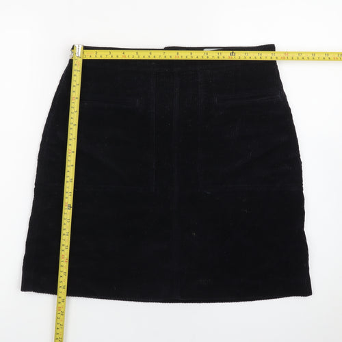 Jigsaw Women's Black Corduroy Pencil Skirt UK 10 Lined Classic