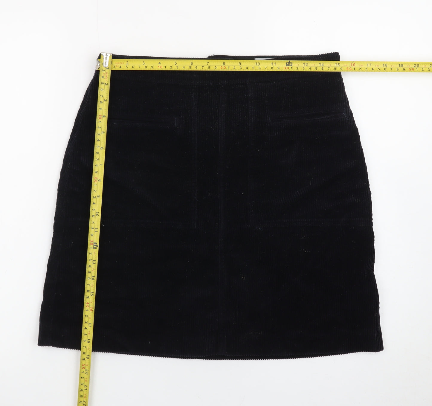 Jigsaw Women's Black Corduroy Pencil Skirt UK 10 Lined Classic