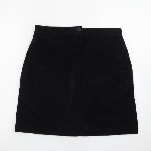 Jigsaw Women's Black Corduroy Pencil Skirt UK 10 Lined Classic