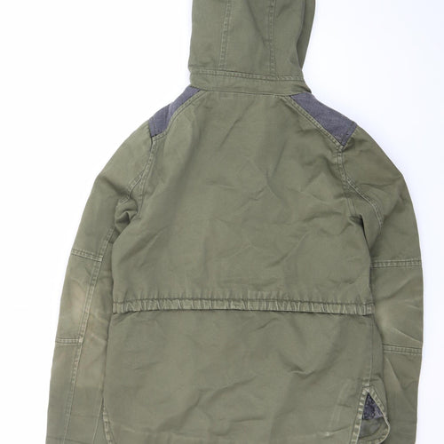 Topshop Women Green Parka Jacket UK 8 Hooded Mid-Length Coat