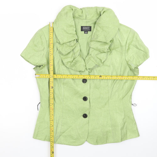 Adrianna Papell Women Green Ruffle Collared Blouse Size 12