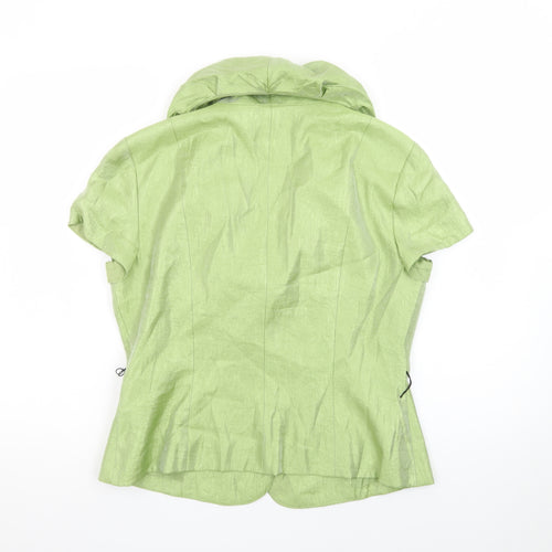 Adrianna Papell Women Green Ruffle Collared Blouse Size 12