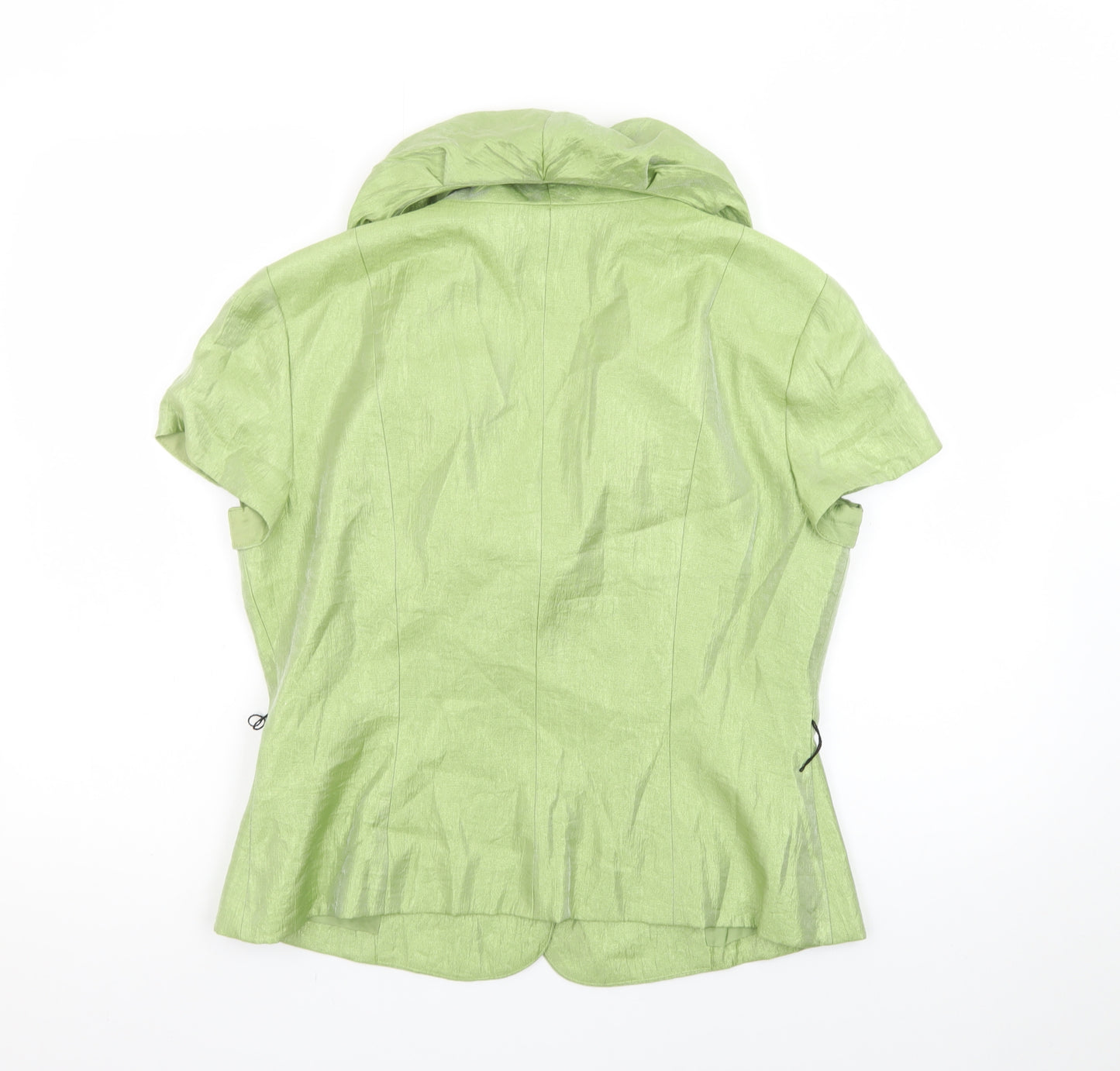 Adrianna Papell Women Green Ruffle Collared Blouse Size 12