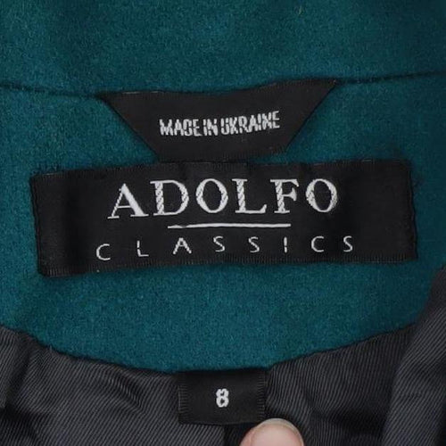 Adolfo Classics Women's Green Wool Long Overcoat Size 8