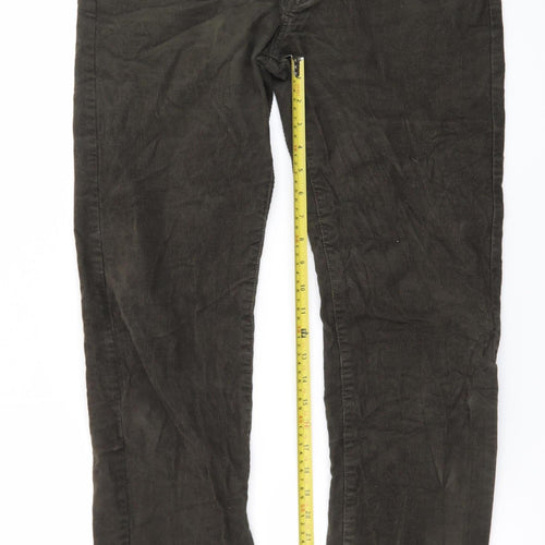 Marks and Spencer Men's Brown Slim Fit Corduroy Chino Trousers Size 32