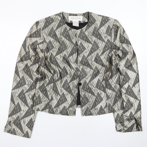 Jones New York Women's Beige Black Geometric Blazer Size 10 Regular Fit