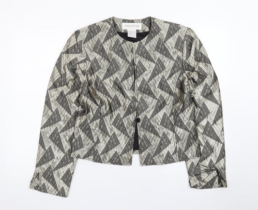 Jones New York Women's Beige Black Geometric Blazer Size 10 Regular Fit
