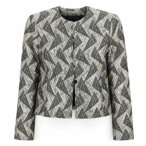 Jones New York Women's Beige Black Geometric Blazer Size 10 Regular Fit