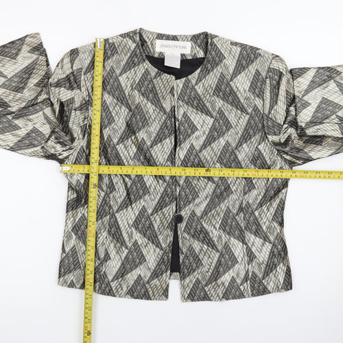 Jones New York Women's Beige Black Geometric Blazer Size 10 Regular Fit